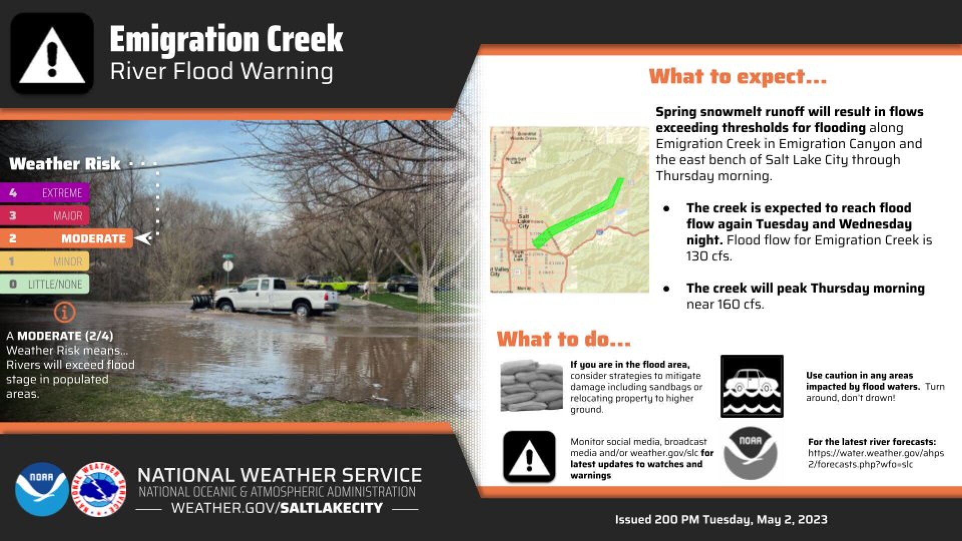 Flood Warning remains in effect for Emigration Creek, other warnings ...