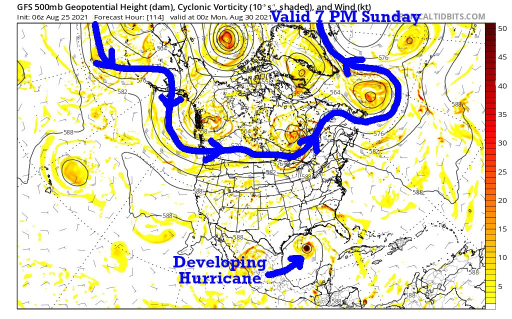 Upper Level Flow Sunday