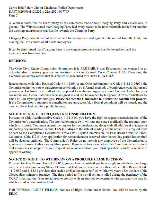 Ohio Civil Rights Commission ruling page 2