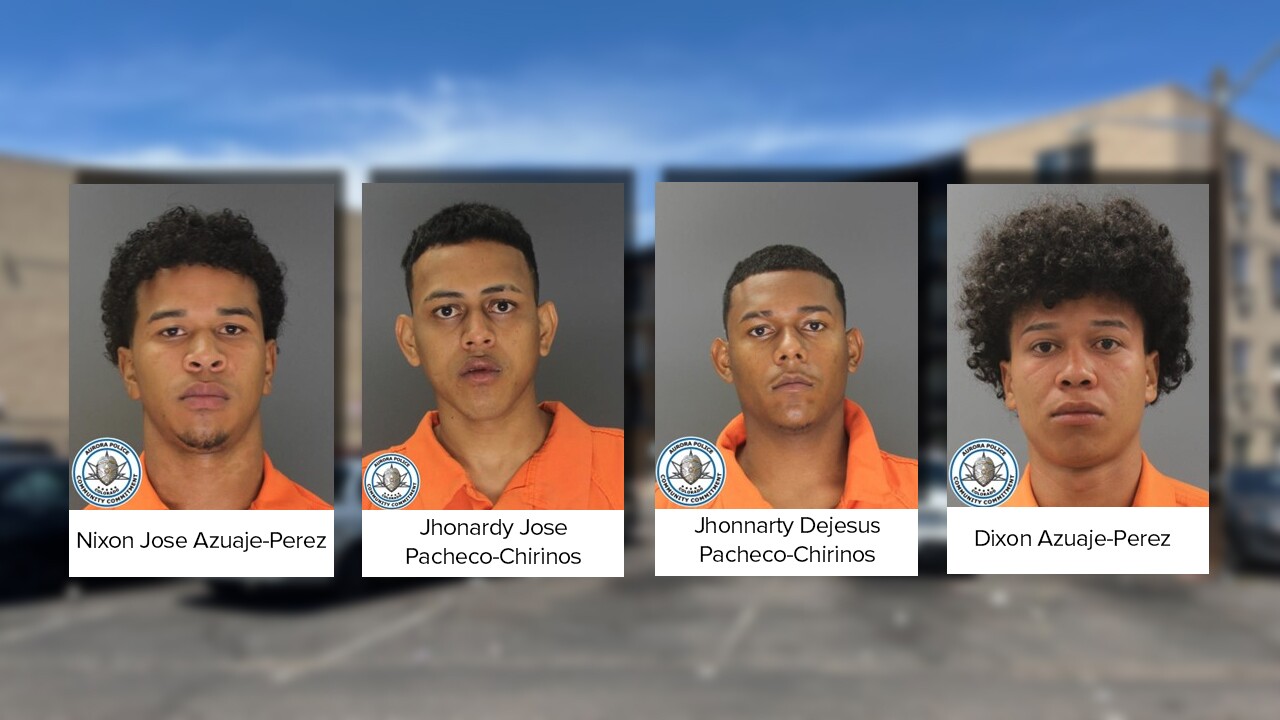 July 28 2024 TdA arrests in Aurora_Jhonnarty Dejesus Pacheco-Chirinos, Jhonardy Jose Pacheco-Chirinos, Dixon Azuaje-Perez, Nixon Azuaje-Perez