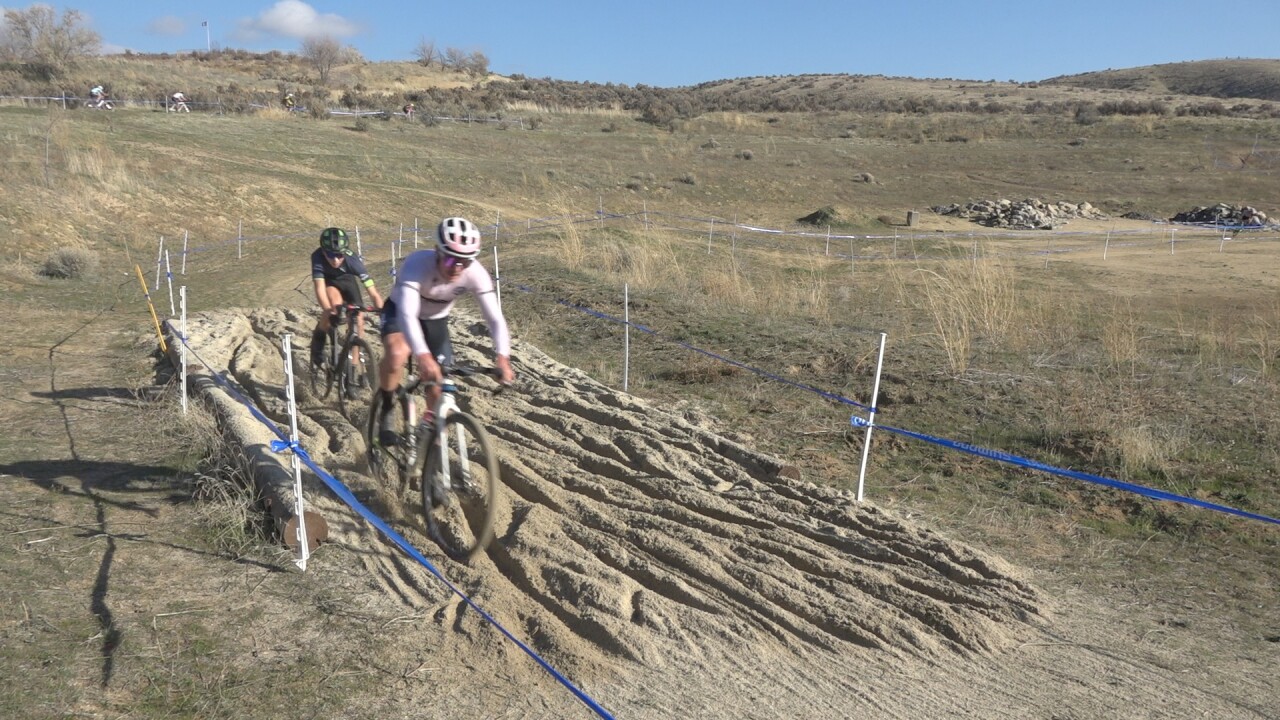 Riders have to navigate through sand at the Eagle Bike Park