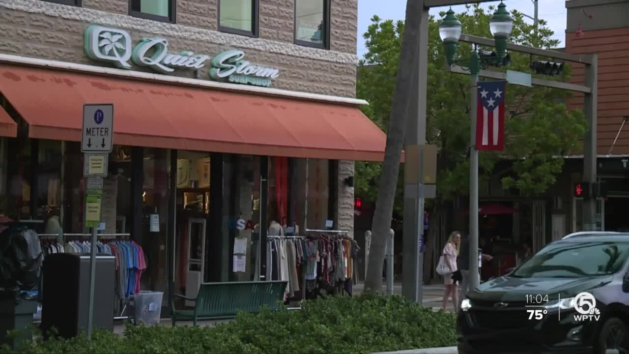 Quiet Storm Surf Shop on Atlantic Avenue in Delray Beach, Fourth of July weekend 2020