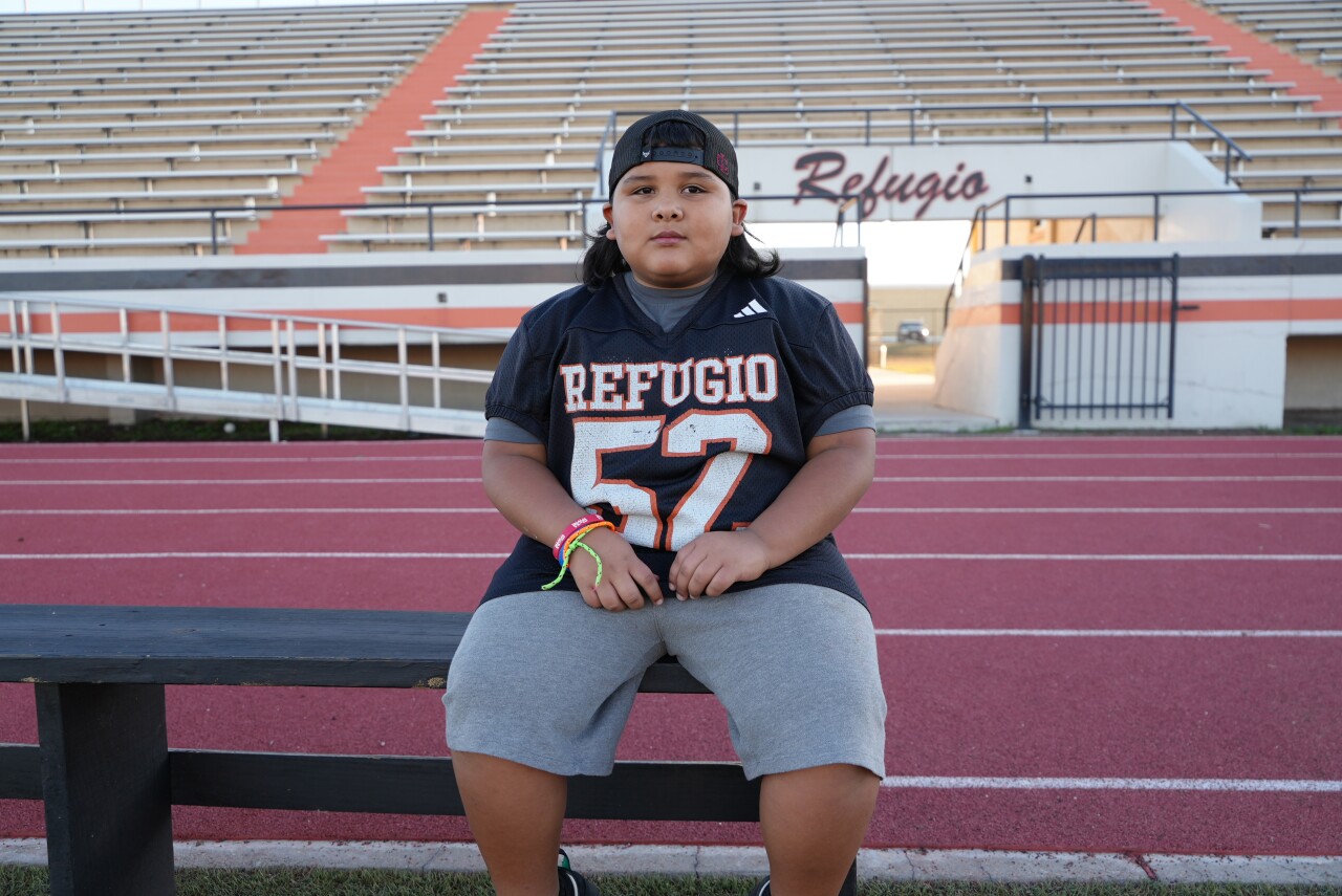 Refugio 9-year-old football flag holder Polo Durham