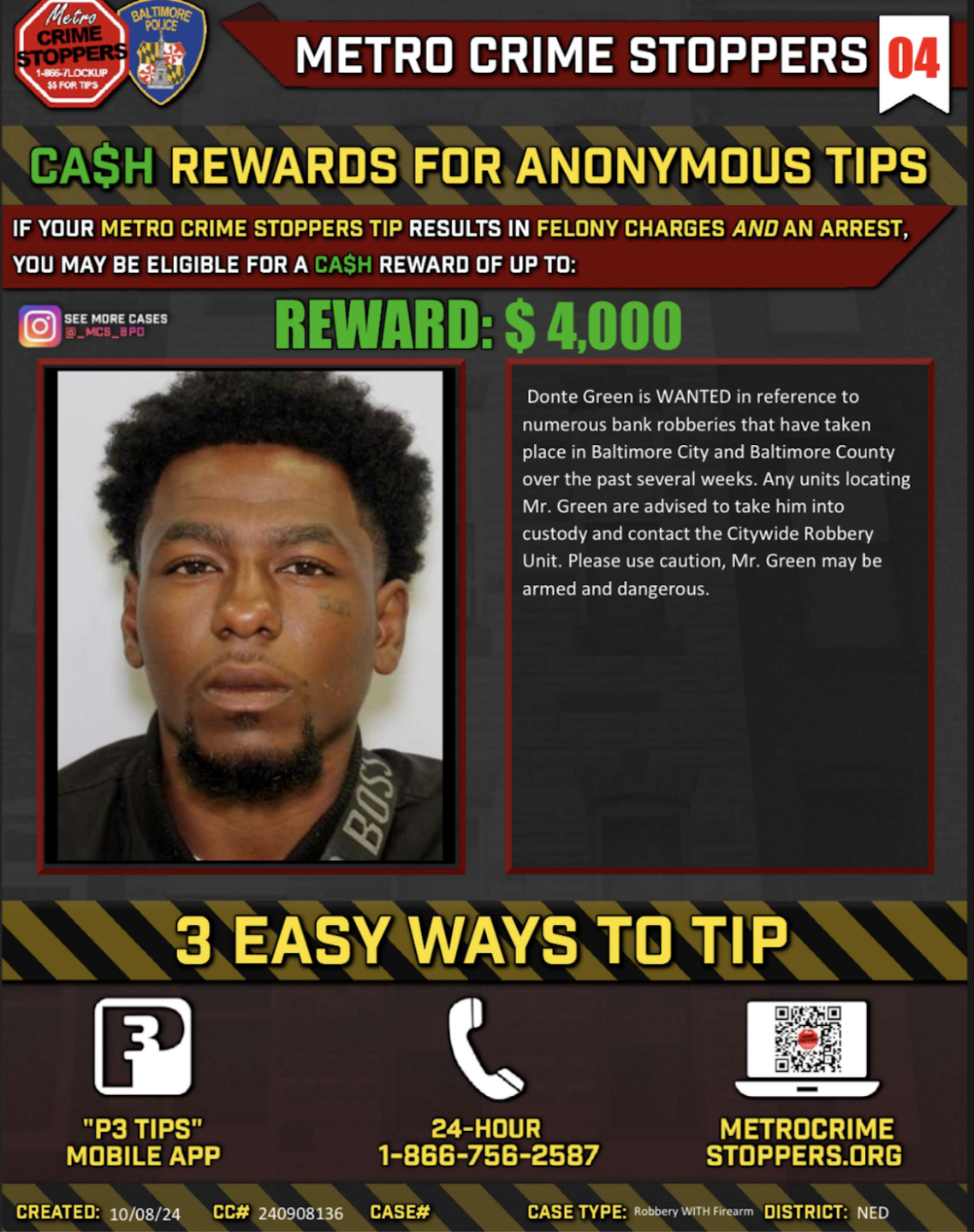Donte Green Bank Robbery Suspect
