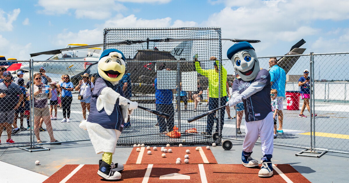 Hooks to hold batting practice on the USS Lexington for Blue Ghost Weekend - Vimarsana News