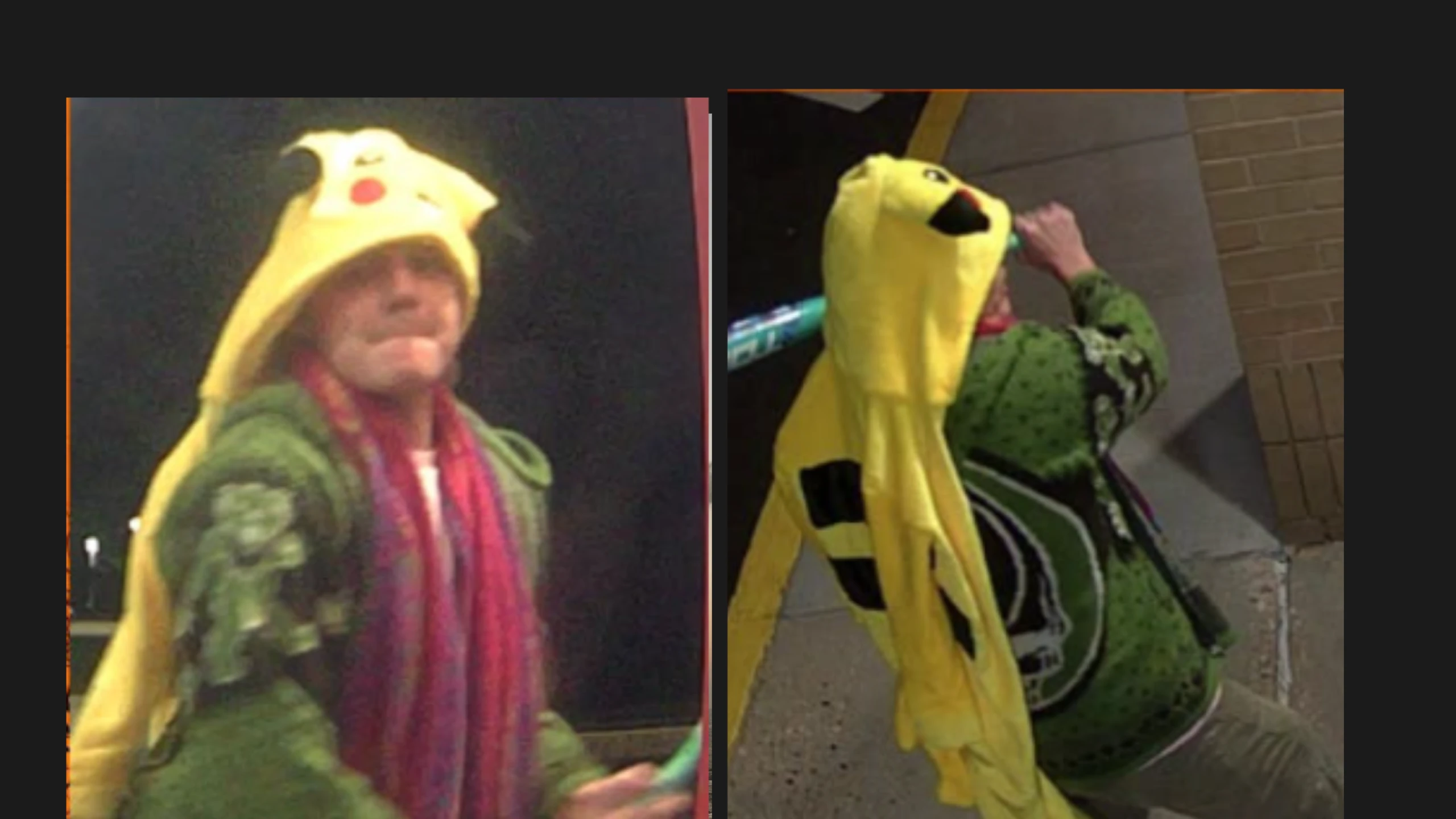 Deputies seek a suspect in a Pikachu onesie in two bank vandalisms