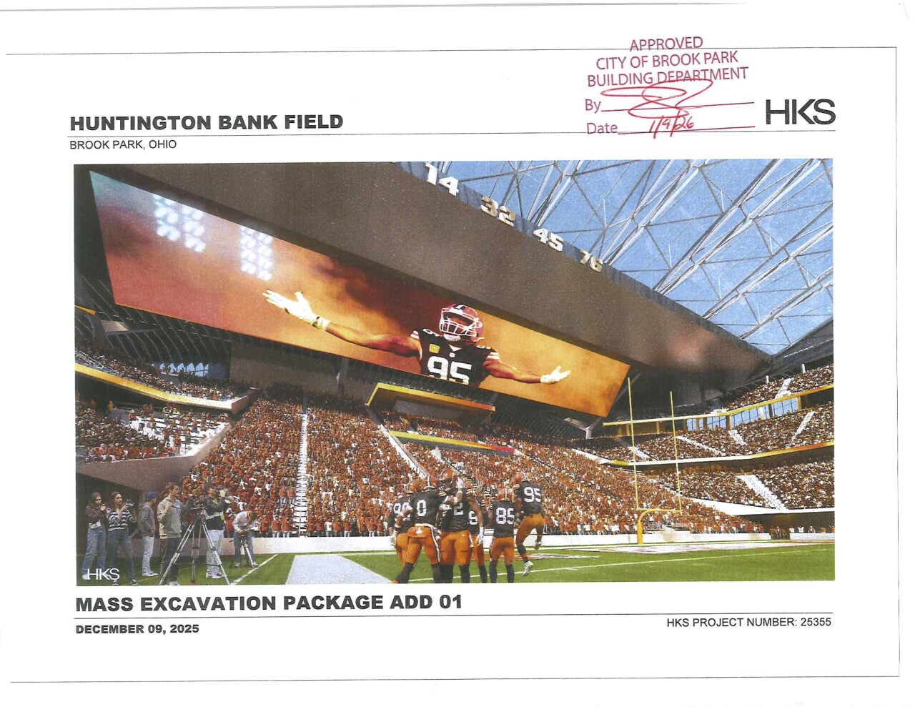 Brook Park's building department signed off in January on a mass excavation permit for the future stadium site. This is the first page of the submission, which News 5 obtained through a public records request.