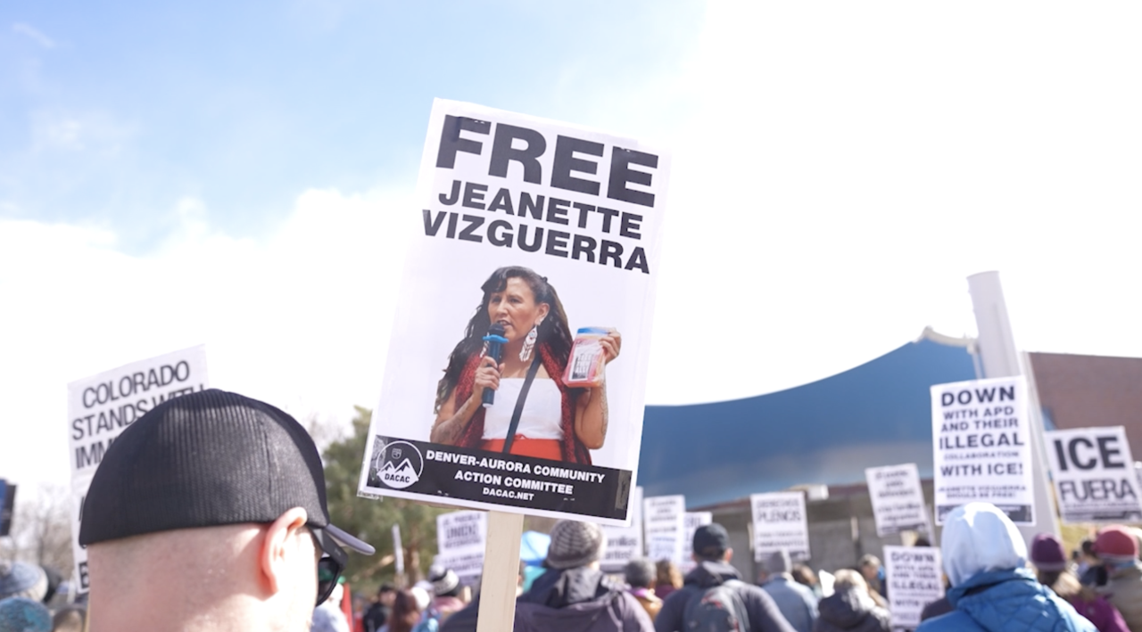 A rally Wednesday protested both the war in Gaza and the ICE arrest of immigrant activist Jeanette Vizguerra.