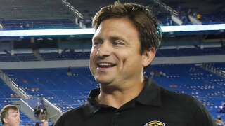 Southern Mississippi offensive coordinator Shannon Dawson smiles after they defeated Kentucky 44-35 in an NCAA college football game on Sept. 3, 2016, in Lexington, Ky. Miami is hiring Dawson to be its offensive coordinator, a person with knowledge of the decision told The Associated Press on Tuesday, Feb. 14, 2023. The person spoke on condition of anonymity because the deal was still being finalized and needed approval from the university. 