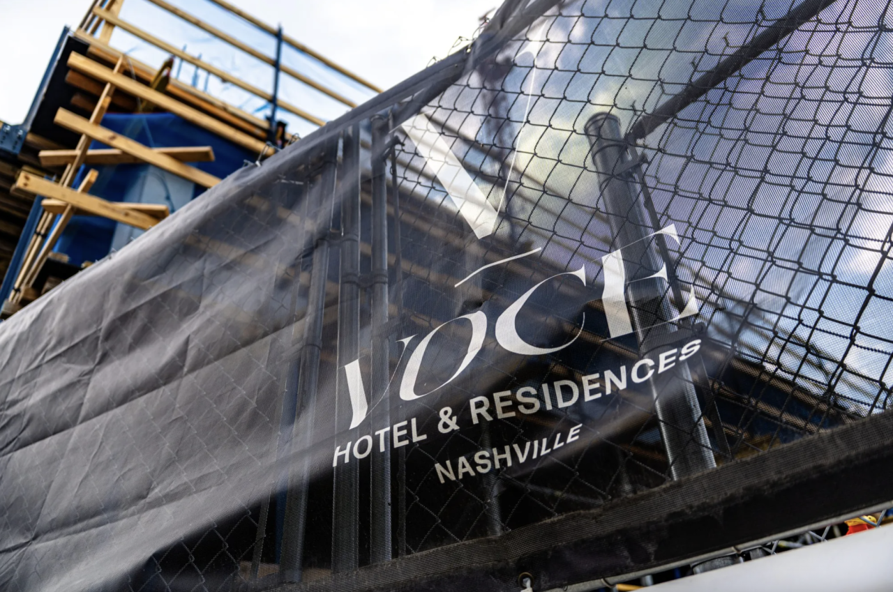 The construction site of Voce Hotel and Residences, a 25-story Vastland development, on Hayes Street.