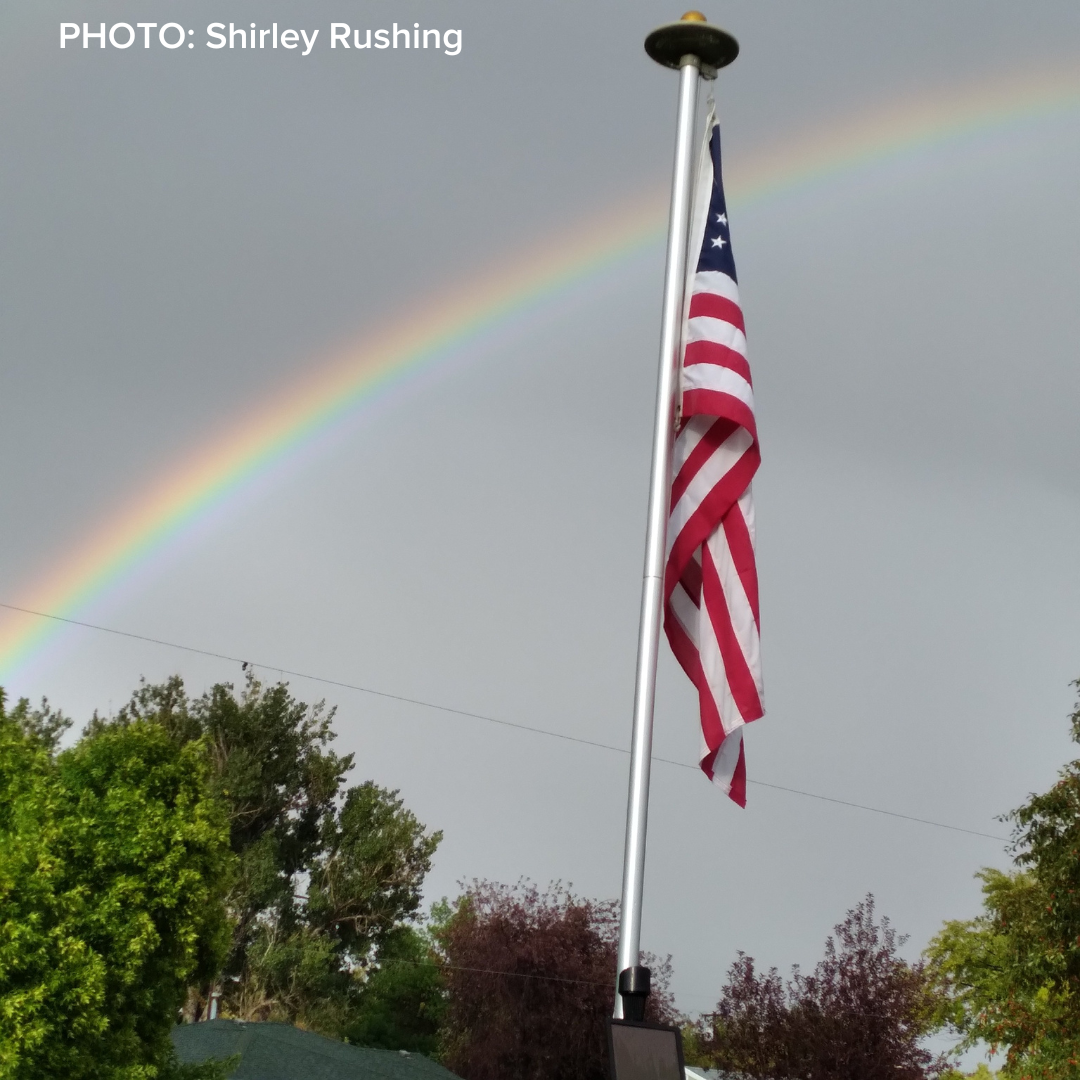 Rainbow and US flag