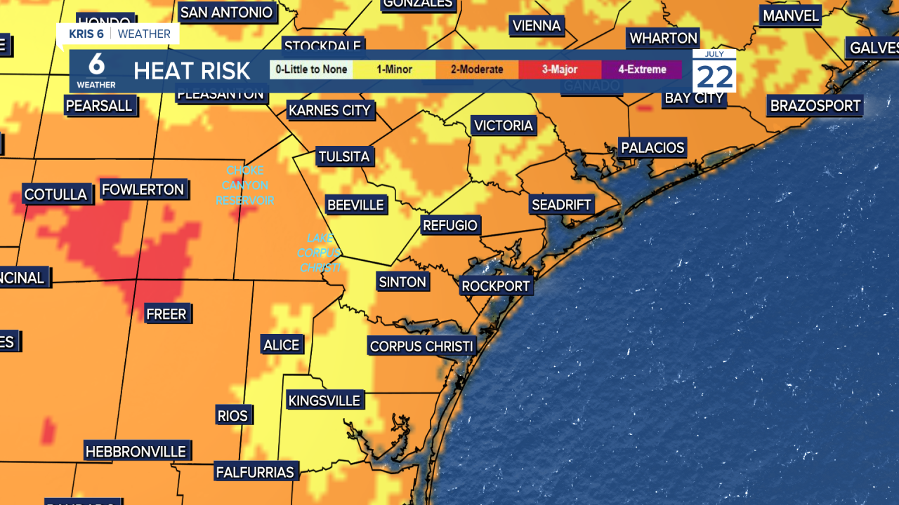 Heat Risk Forecast for 7-22-25