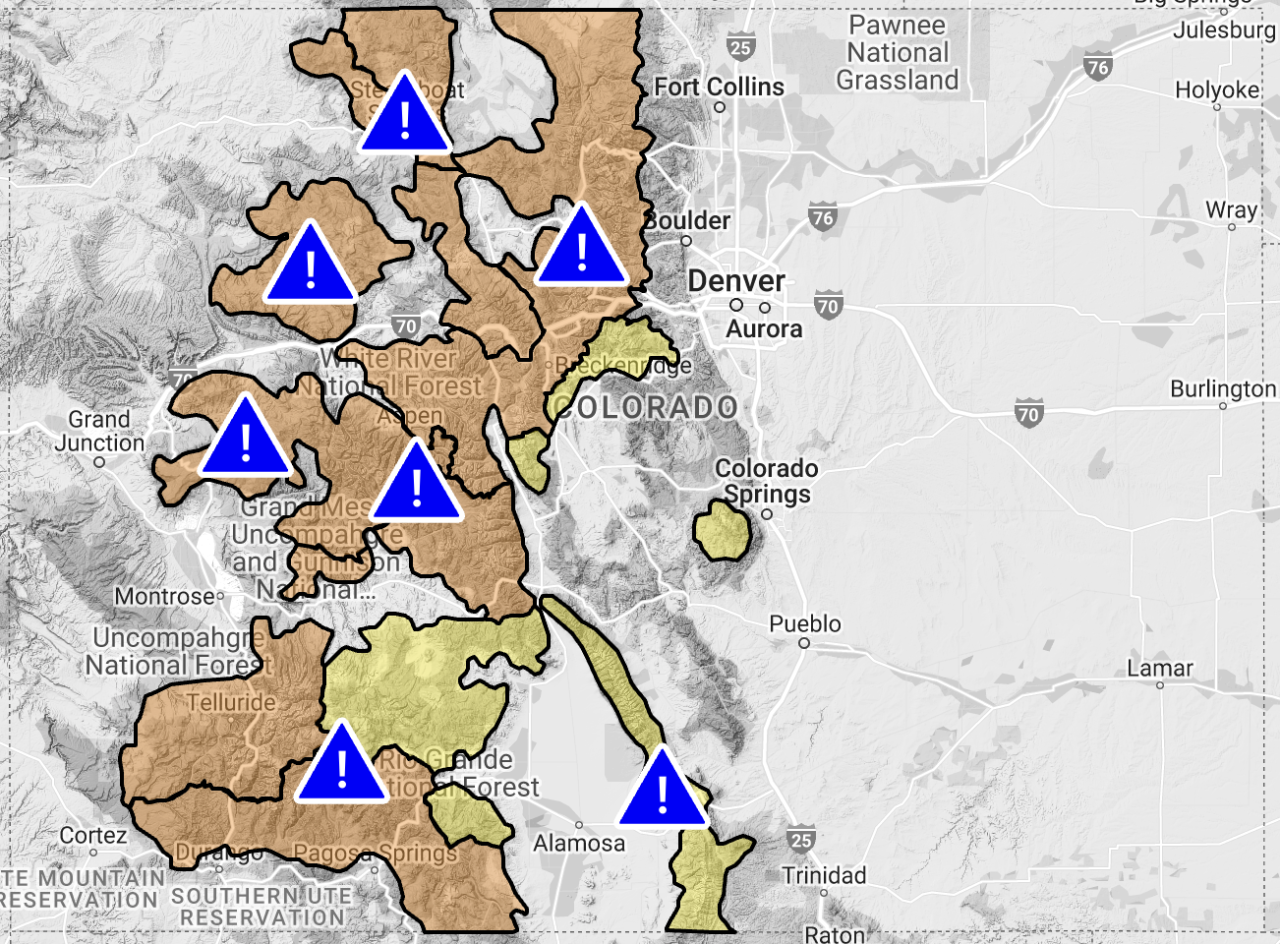 CAIC avalanche map 1-10-24