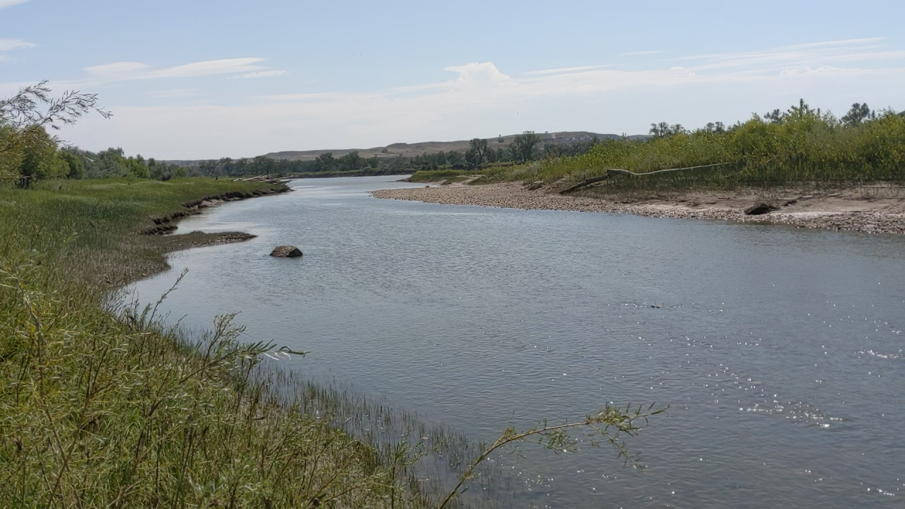 A section of the Yellowstone River that runs right next to Arcand's campsite