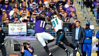 The Jacksonville Jaguars play the Baltimore Ravens.