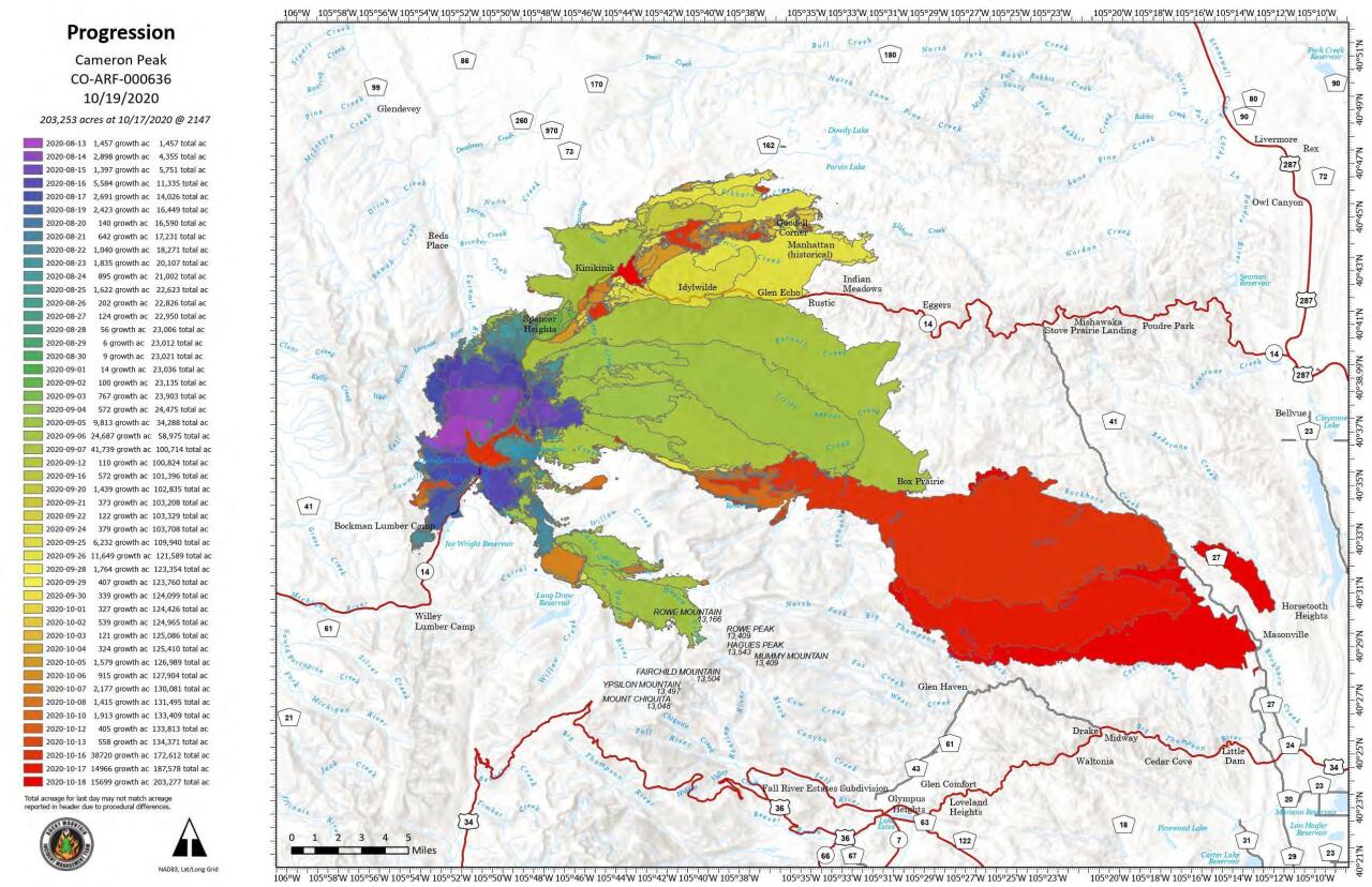 Cameron Peak Fire progression map_Oct 19 2020