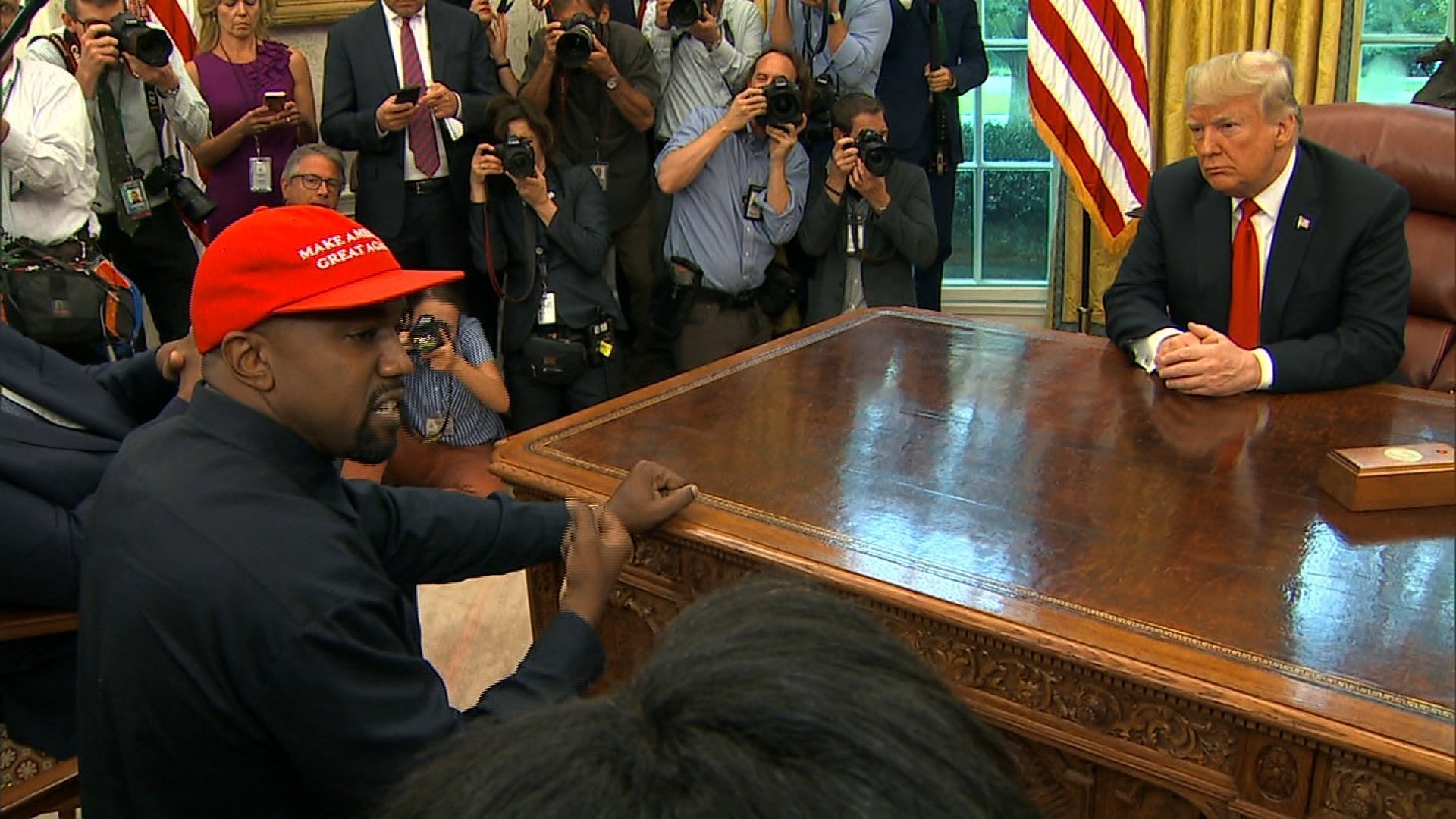 Photos Kanye West Tells Trump Maga Hat Made Him Feel Like Superman