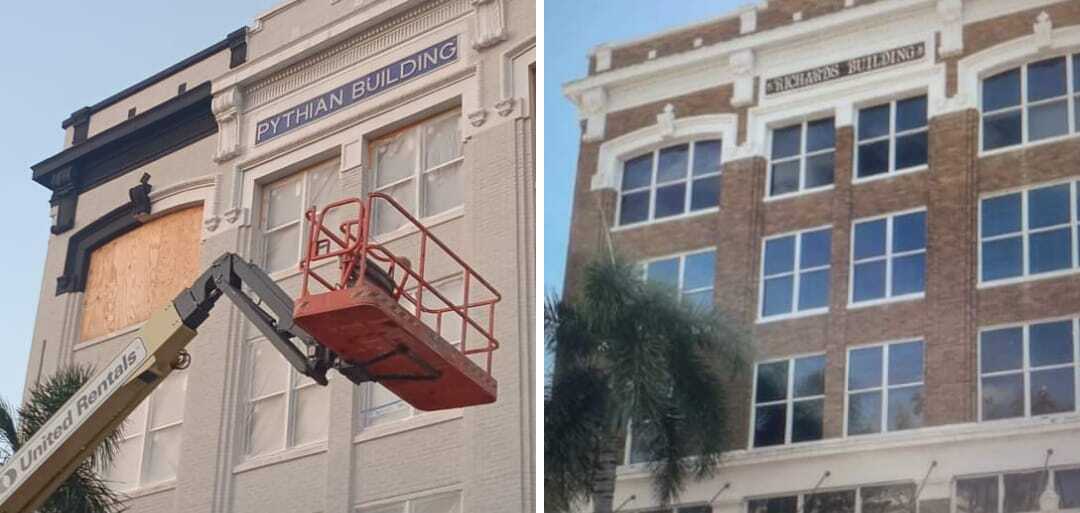Before and After the Richard's building paintjob