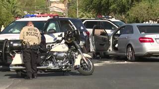 Crash near downtown involving LVMPD vehicle sends two officers to hospital
