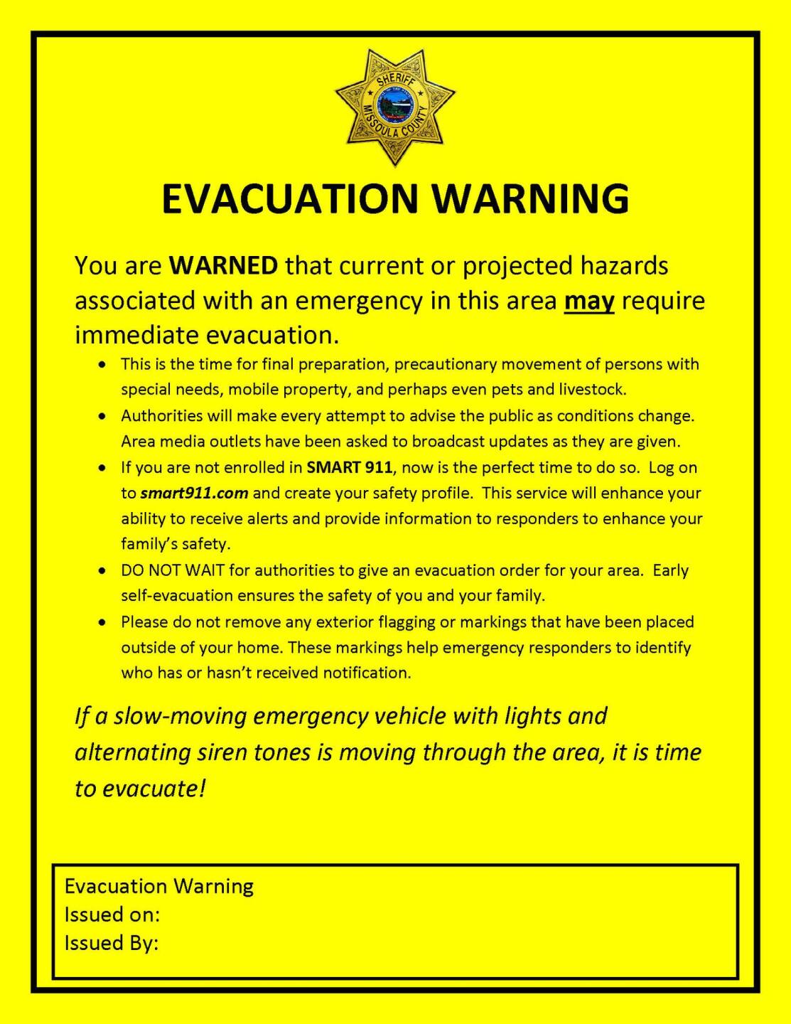 Miller Peak Fire Evacuation Warning