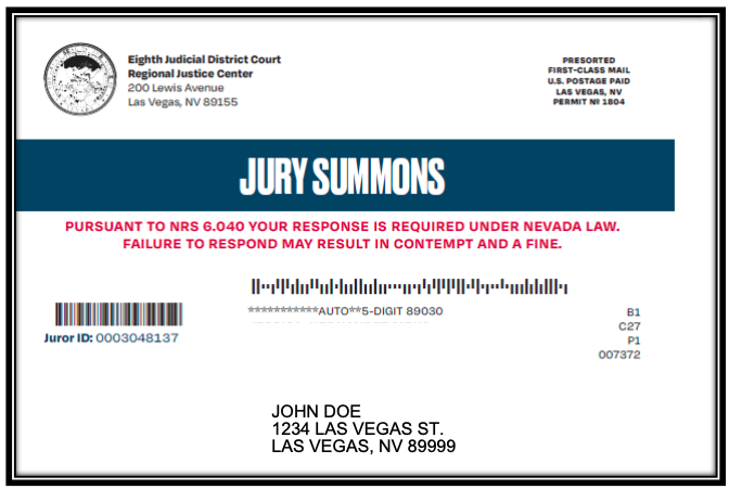Sample jury summons