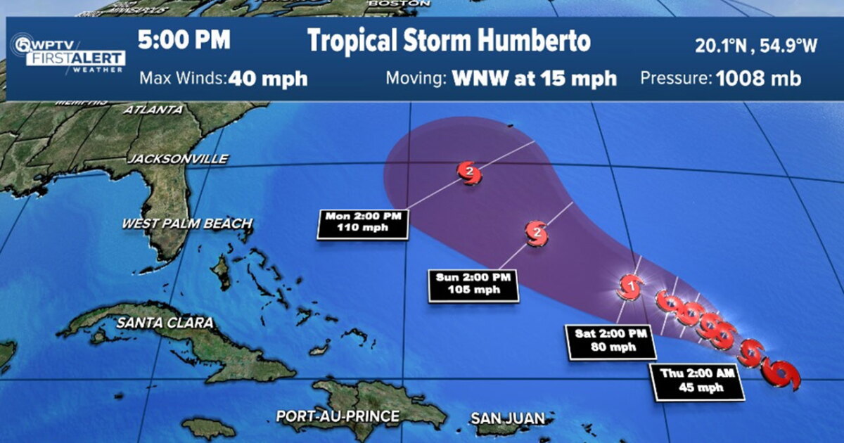 Tropical Storm Humberto forms in the Atlantic