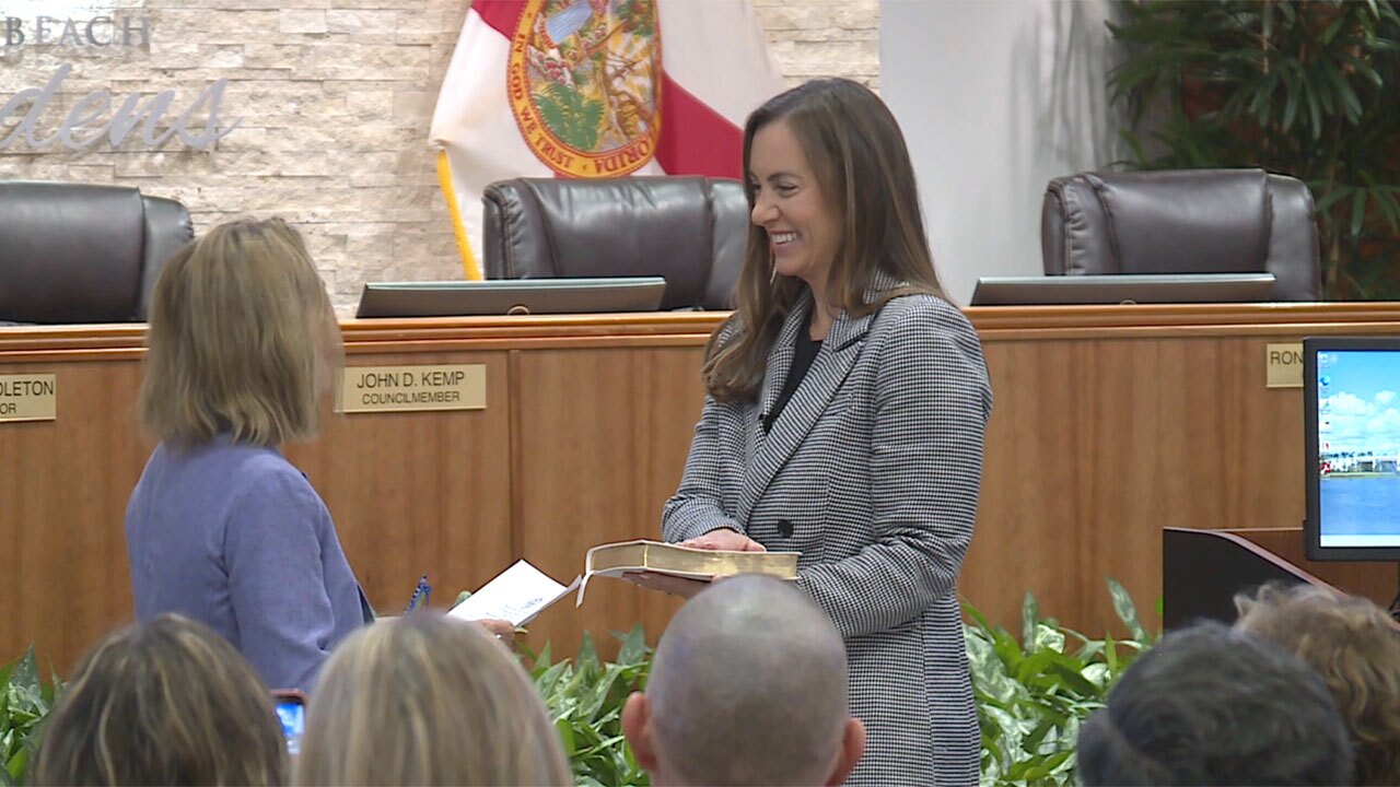 Newly elected state Rep. Emily Gregory was sworn in on April 7, 2026, at Palm Beach Gardens City Hall.
