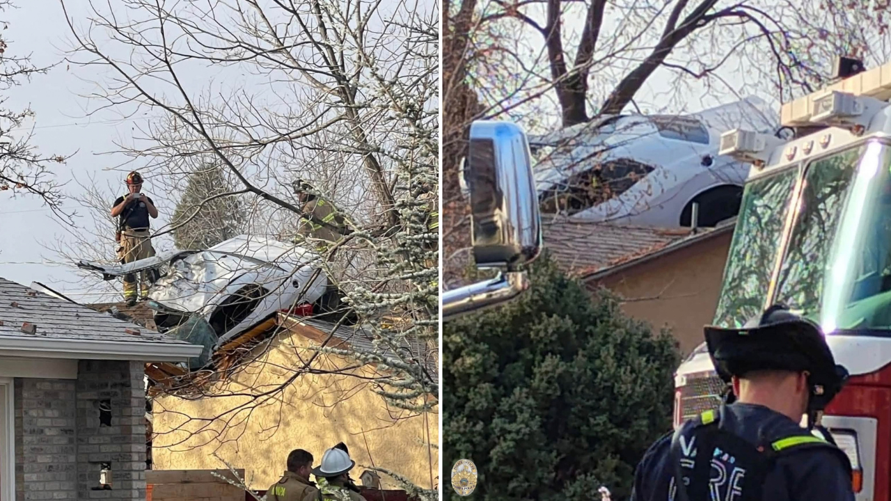 Nampa crash onto rooftop