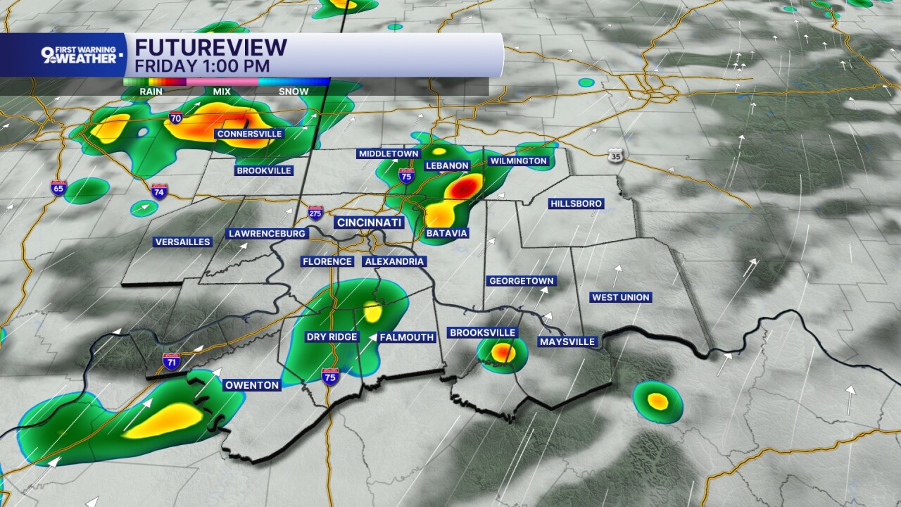 Scattered storm chances by Friday afternoon