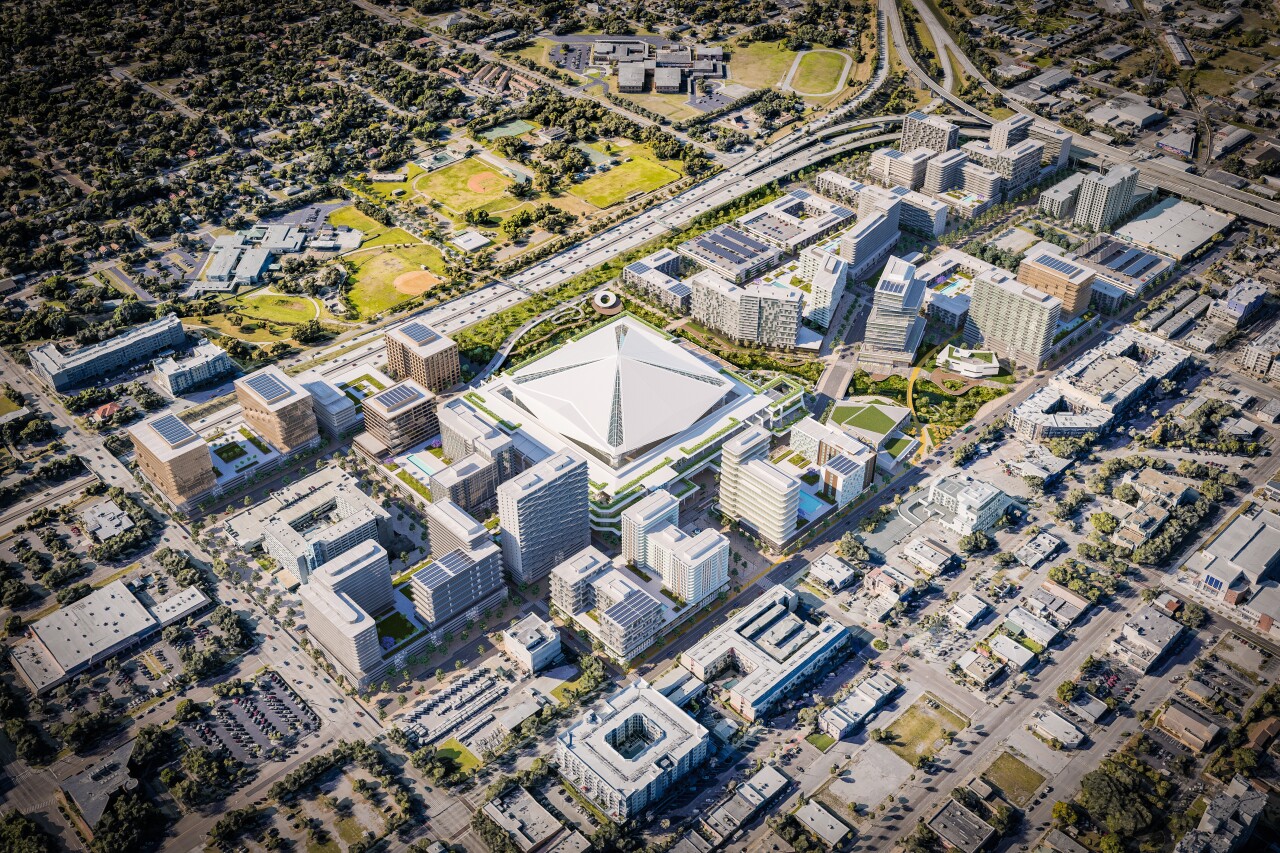 Aerial rendering of Tampa Bay Rays new stadium