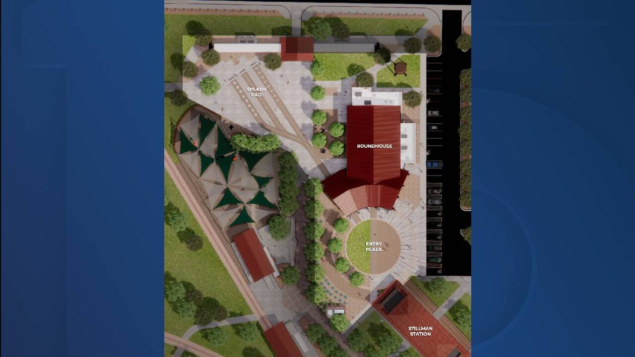 Aerial rendering of the plan site.