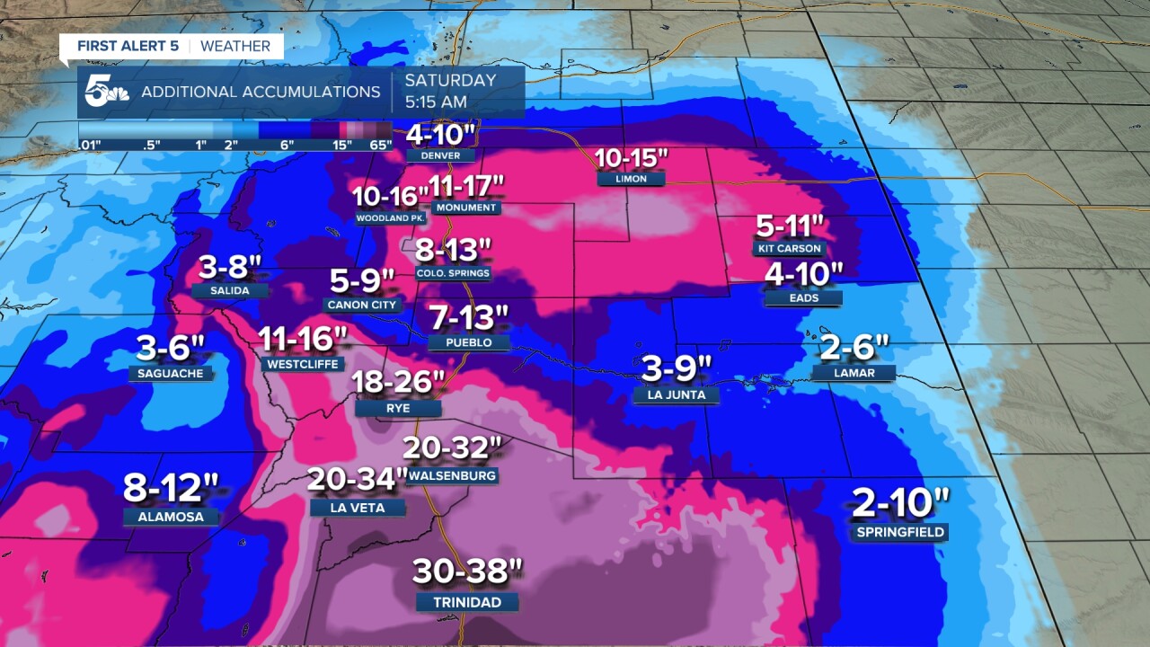 From Thursday-Saturday, expect this much additional snow in your city