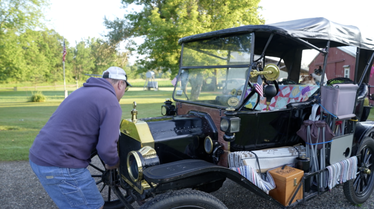 Tom starting the Model T