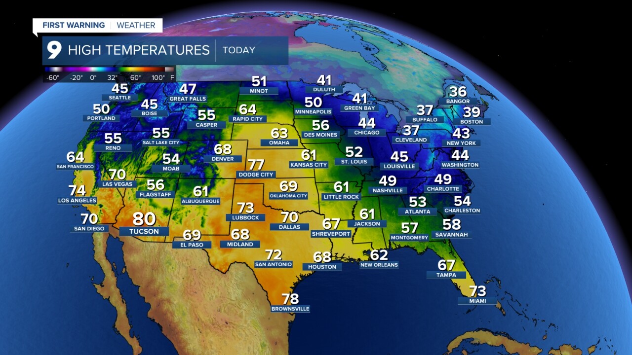 US High Temps Today