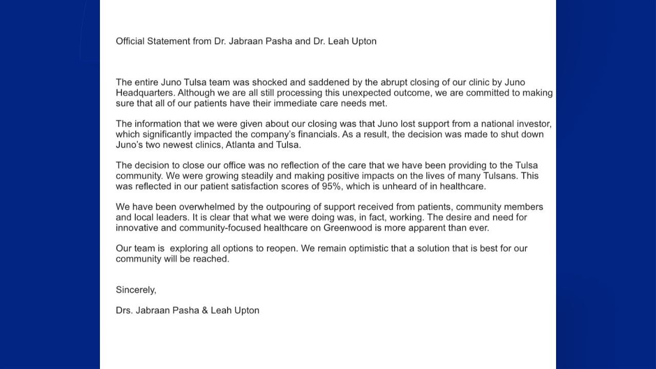 Juno doctors Statement