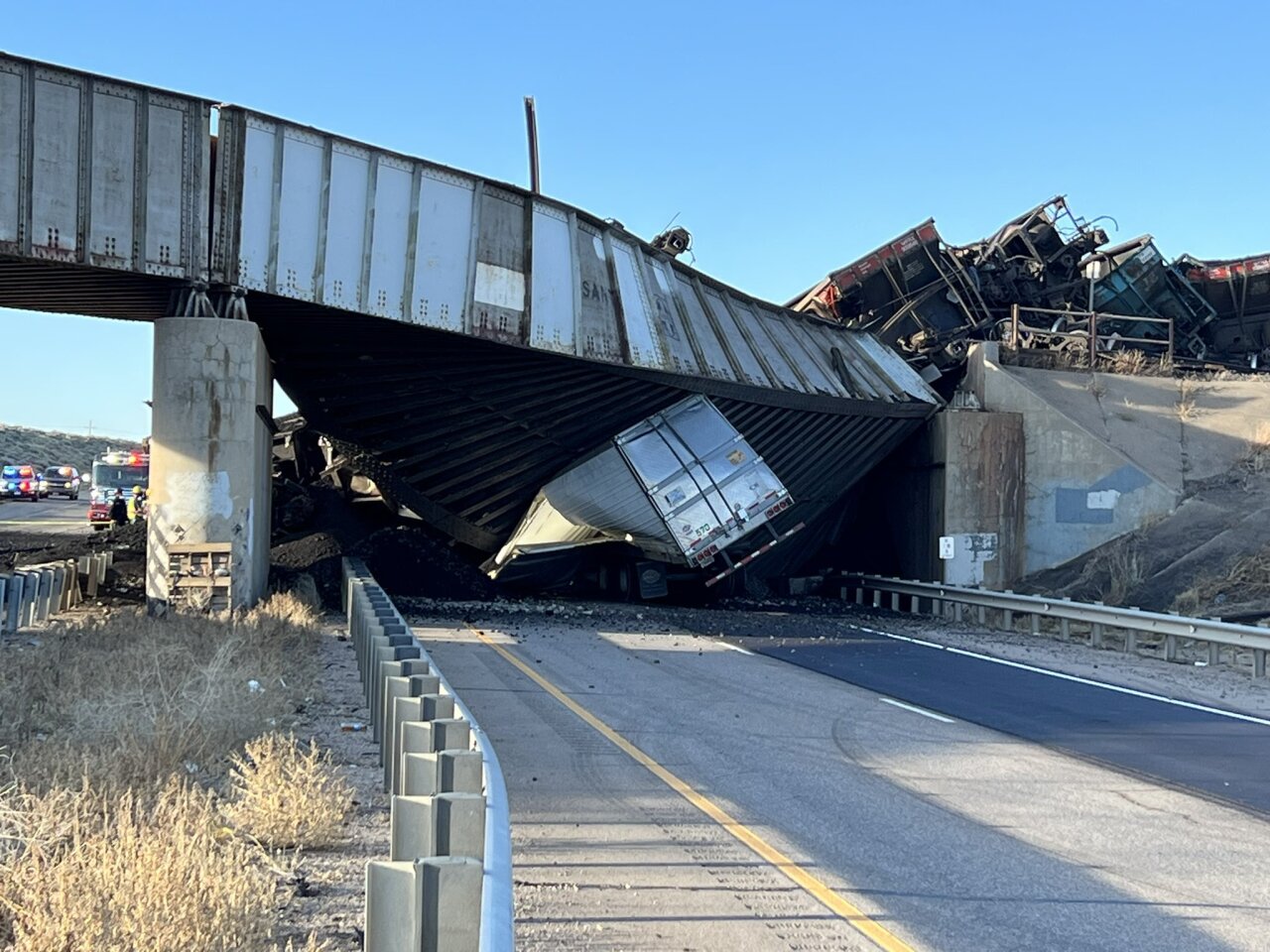 Tractor Trailer under bridge