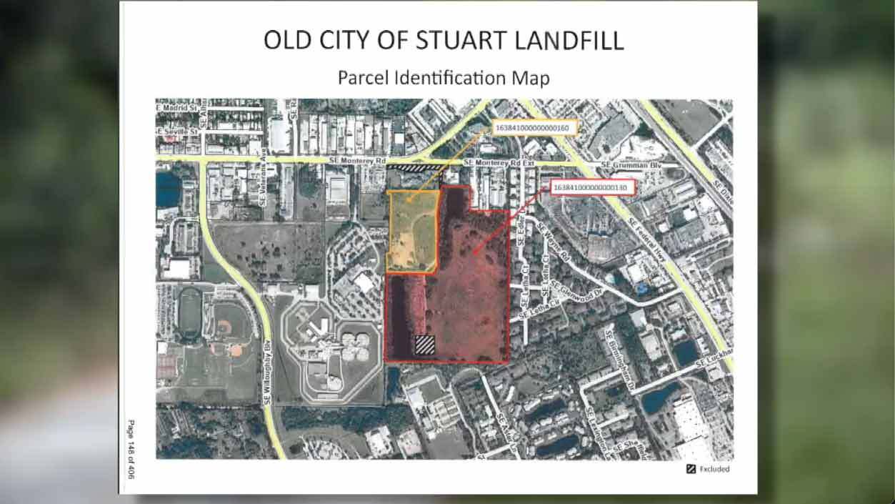 Old city of Stuart landfill parcel identification map