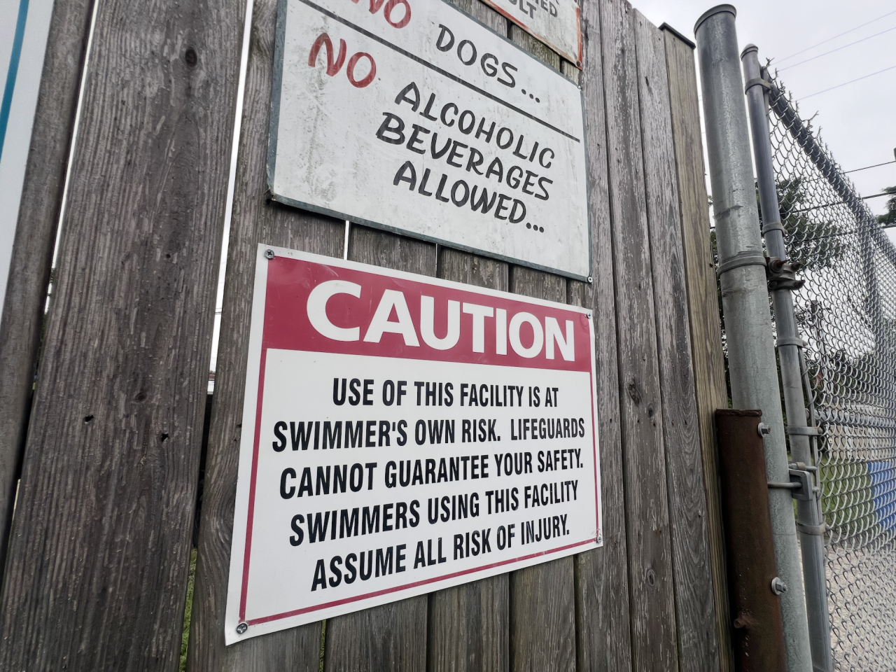 Swim club posted sign