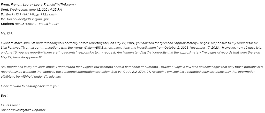 June 12 email Prince George