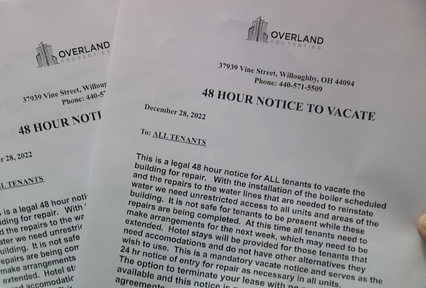 Cleveland tenants coping with no heat, broken pipes, no water service, now ordered to vacate