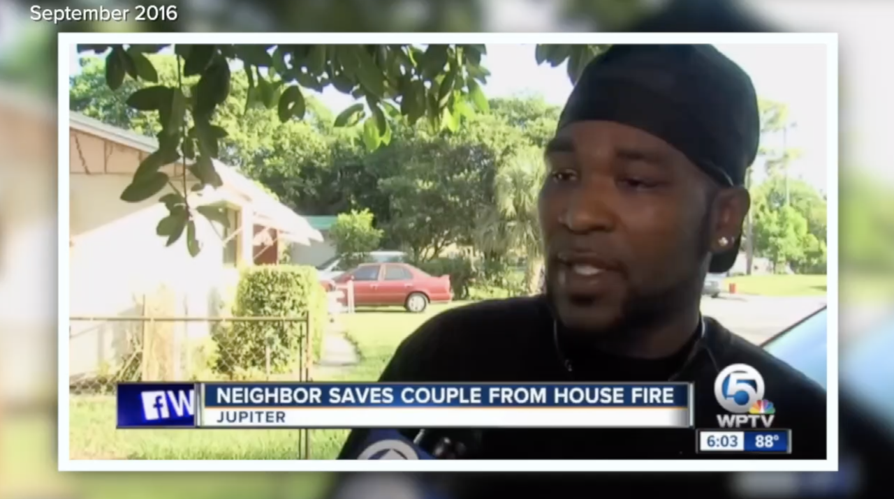 Antonio Thompson saves elderly couple from house fire in Jupiter back in September 2016.png