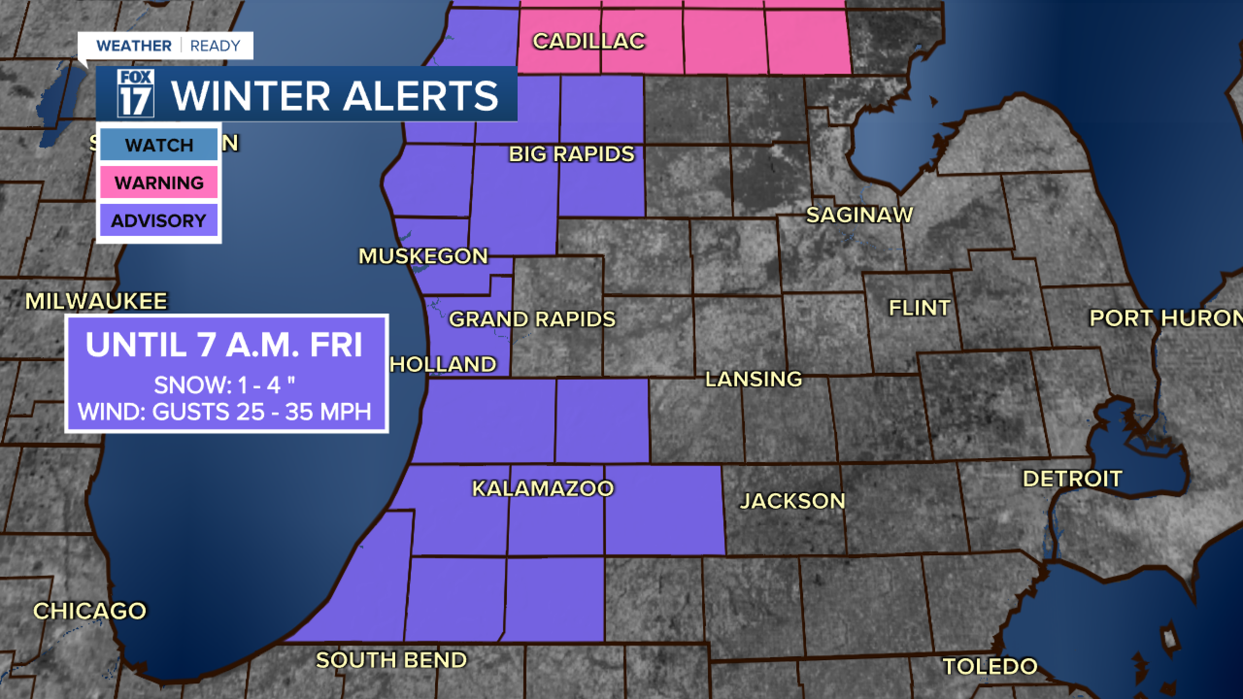 WEATHER READY ALERT: Breezy with lake effect snow on Thanksgiving