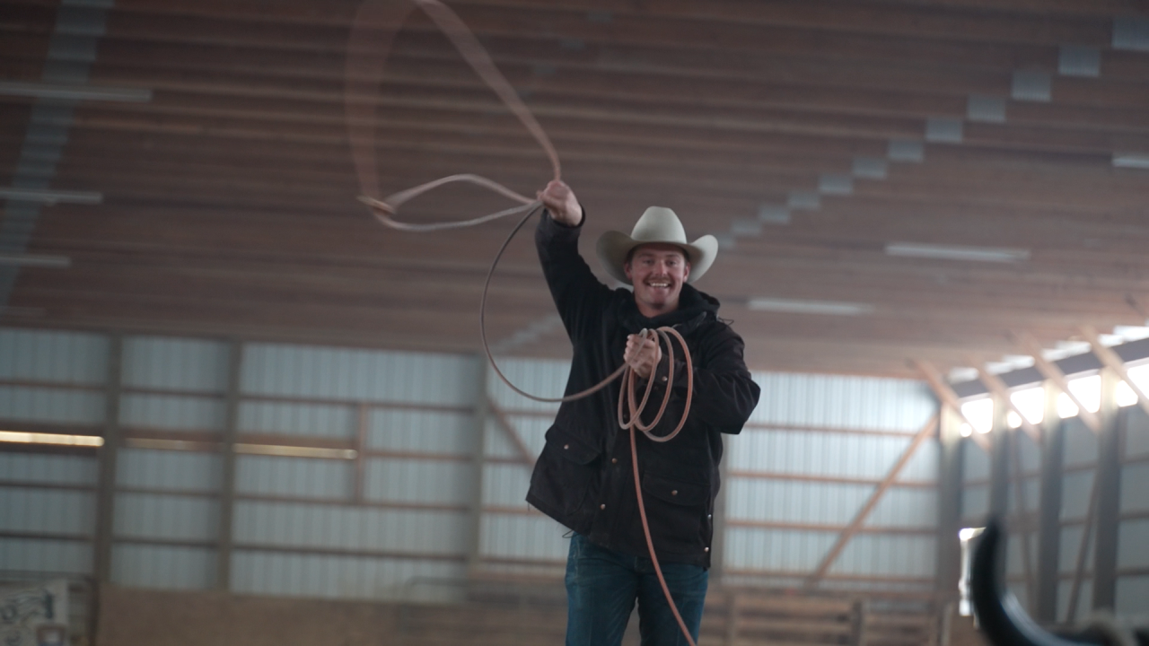 Gavin Beattie practicing roping