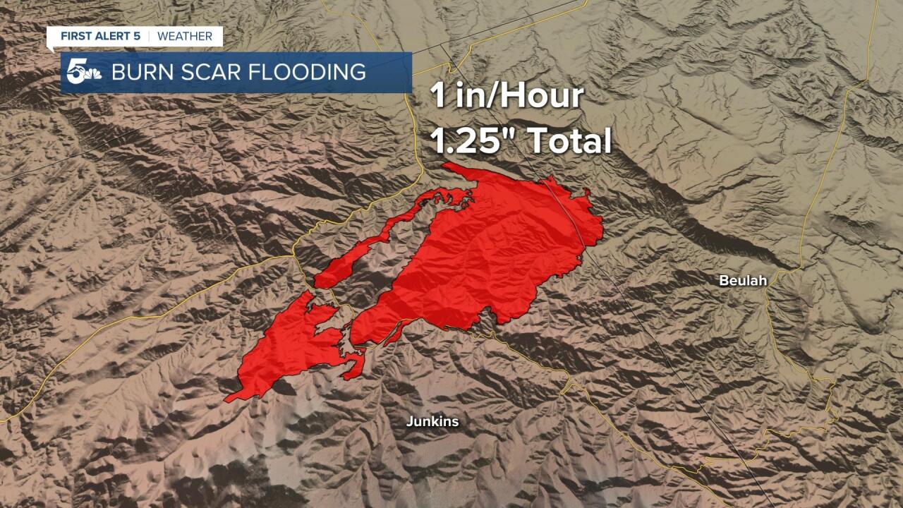 What are burn scars and why are they associated with flooding?