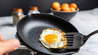 An egg in a nonstick pan