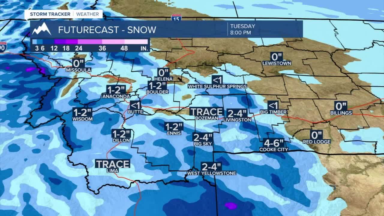 Tuesday snow projections