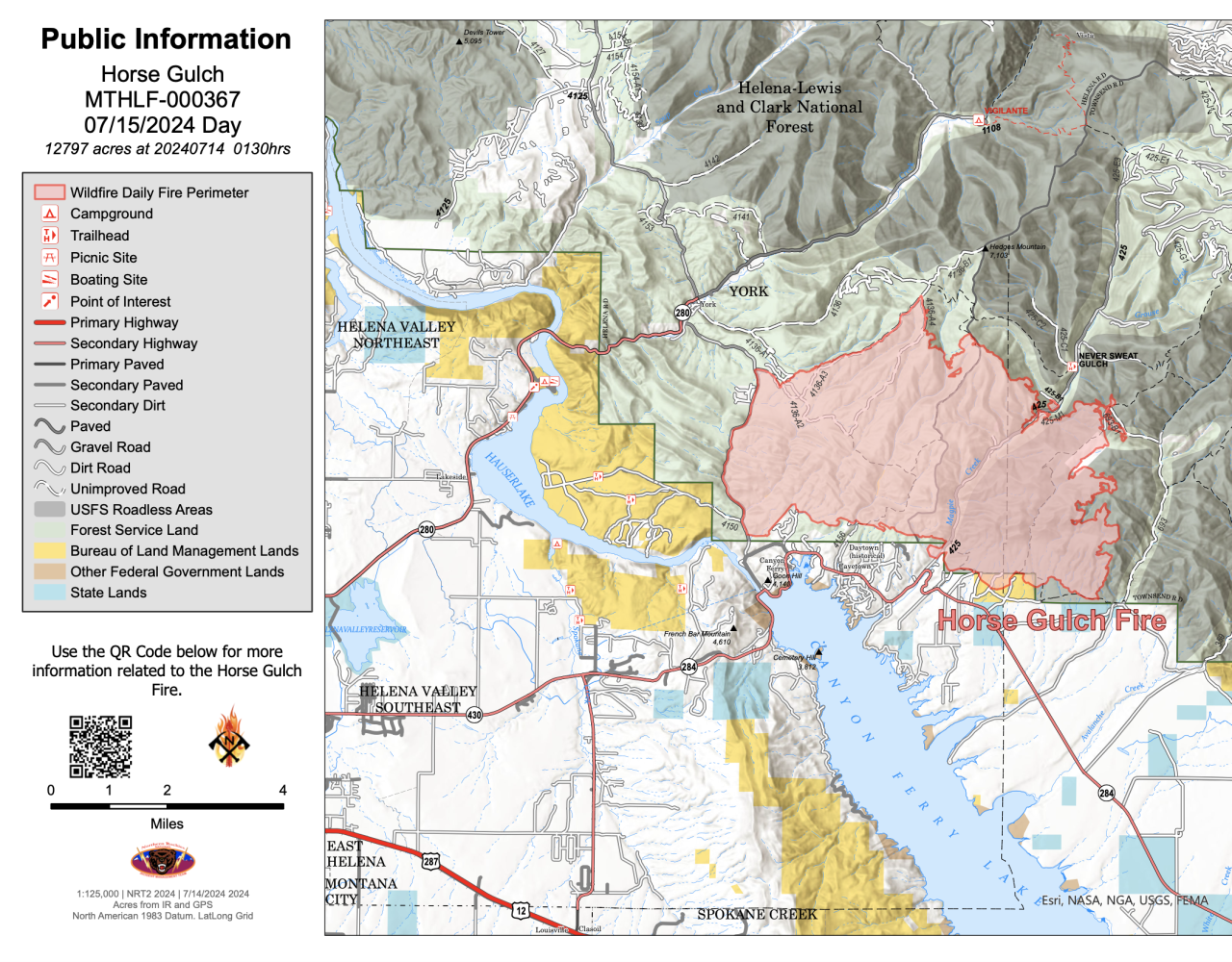 Horse Gulch Fire Map 07/15/2024