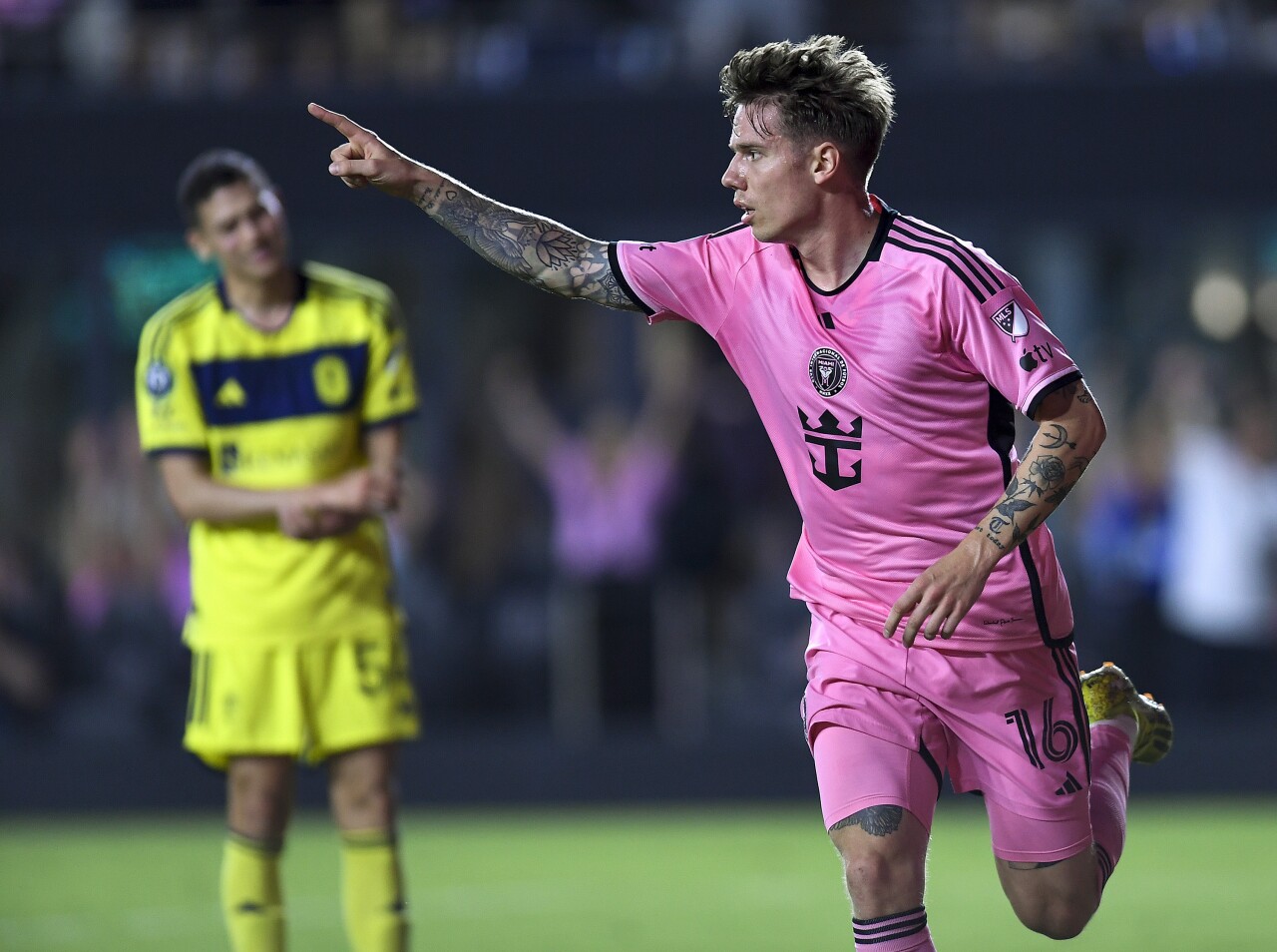 Inter Miami midfielder Robert Taylor celebrates scoring goal during second half vs. Nashville SC, March 13, 2024