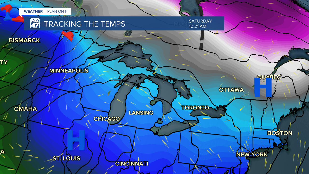 Surface high pressure clears our skies this afternoon through the first half of the day Saturday while temperatures warm on the back end