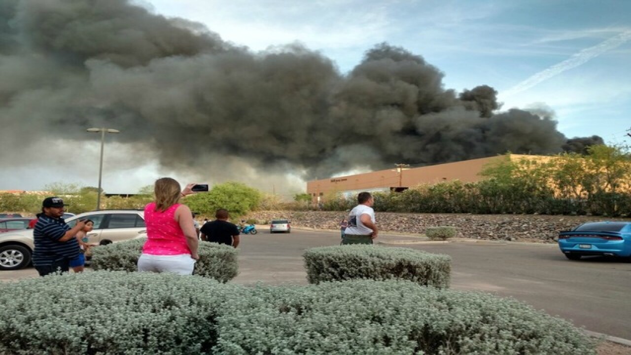 PHOTOS: Fire burns at PHX recycling plant